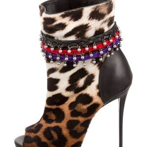 Rare Vintage Giuseppe Zanotti Leopard Stiletto Booties